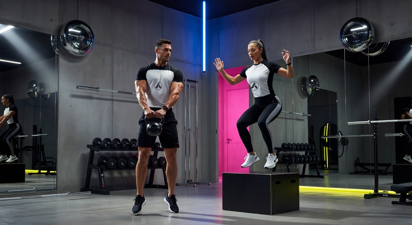 ANON01 athletes training in a neon brutalist club