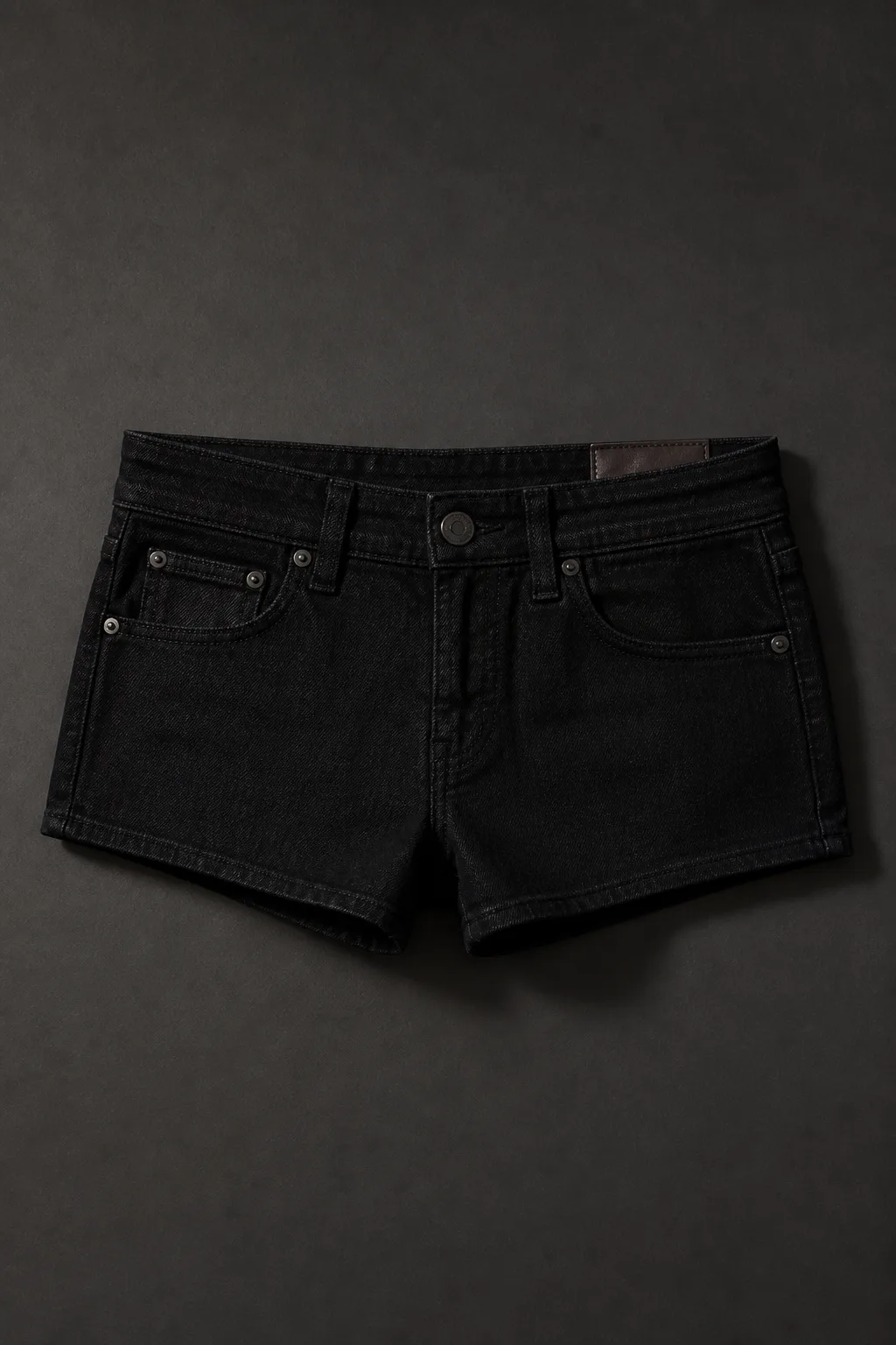Pier, Low-rise cutoff jean short in sulphur-overdyed black
